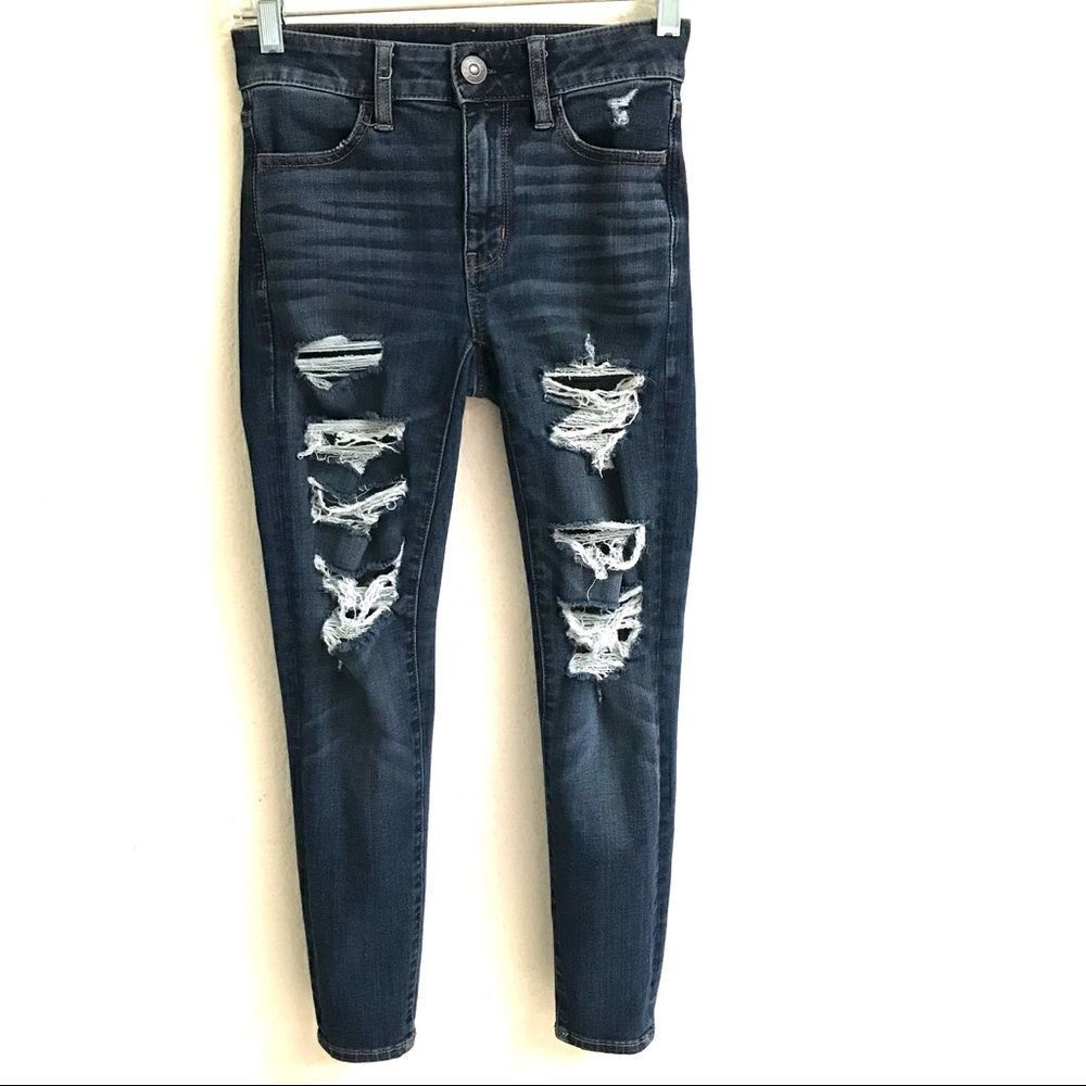 American Eagle Outfitters hi-rise distressed denim jegging jeans 24